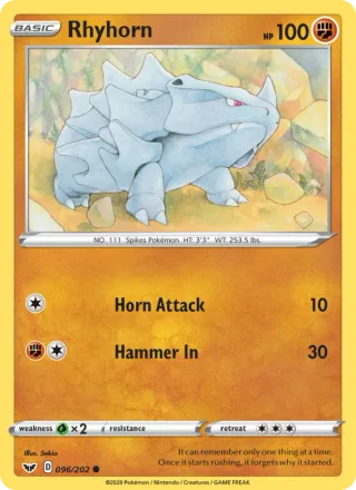 Rhyhorn #96 · Sword & Shield Pokémon card