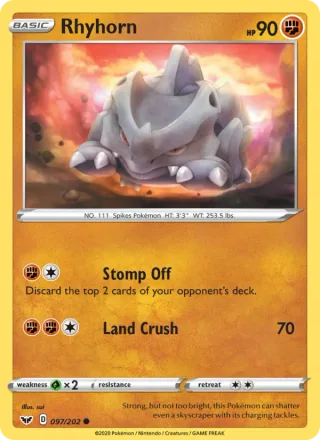 Rhyhorn #97 · Sword & Shield Pokémon card