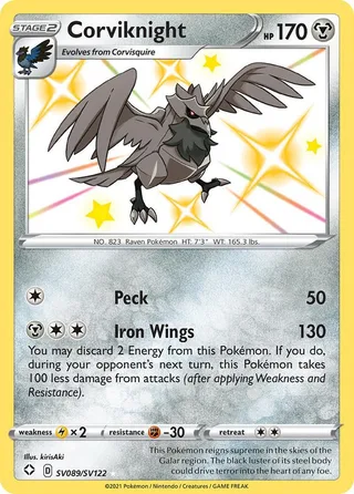 Corviknight #SV089 · Shining Fates Shiny Vault Pokémon card