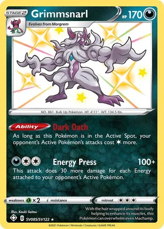 Grimmsnarl #SV085 · Shining Fates Shiny Vault Pokémon card
