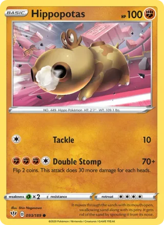 Hippopotas #93 · Darkness Ablaze Pokémon card
