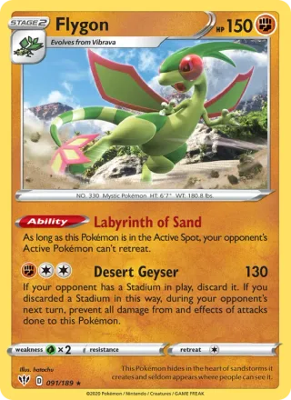 Flygon #91 · Darkness Ablaze Pokémon card