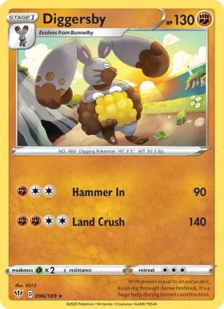 Diggersby #96 · Darkness Ablaze Pokémon card