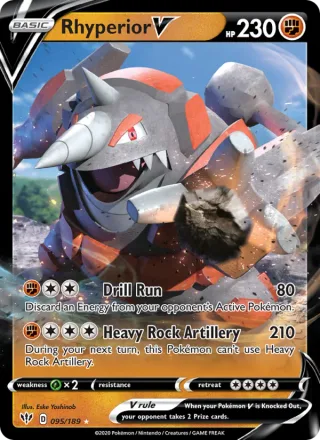 Rhyperior V #95 · Darkness Ablaze Pokémon card