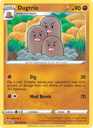 Dugtrio #85 · Darkness Ablaze Pokémon card