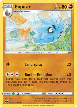 Pupitar #87 · Darkness Ablaze Pokémon card