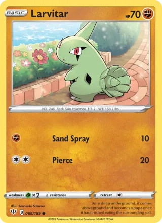 Larvitar #86 · Darkness Ablaze Pokémon card