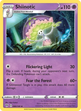 Shiinotic #80 · Darkness Ablaze Pokémon card