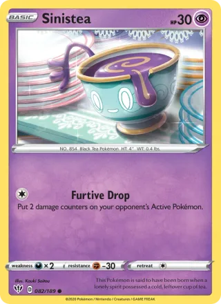 Sinistea #82 · Darkness Ablaze Pokémon card