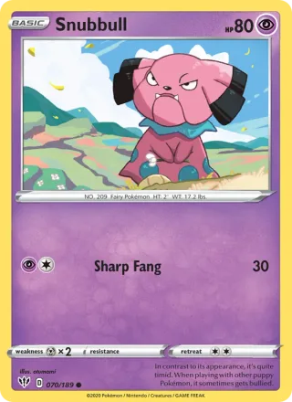 Snubbull #70 · Darkness Ablaze Pokémon card