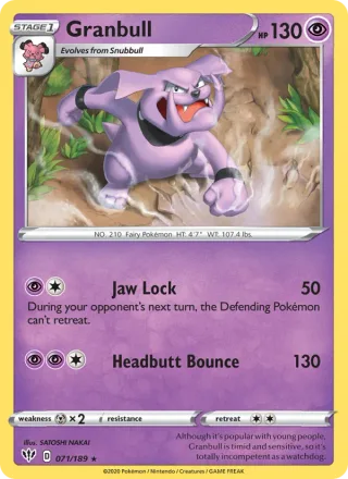 Granbull #71 · Darkness Ablaze Pokémon card