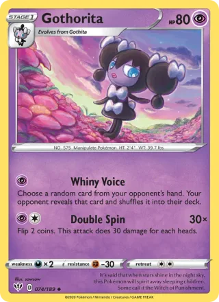 Gothorita #74 · Darkness Ablaze Pokémon card