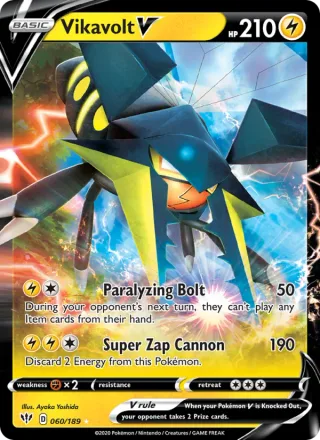Vikavolt V #60 · Darkness Ablaze Pokémon card