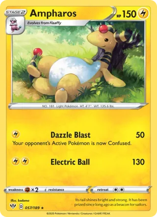 Ampharos #57 · Darkness Ablaze Pokémon card