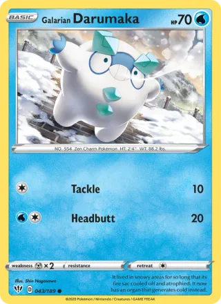 Galarian Darumaka #43 · Darkness Ablaze Pokémon card