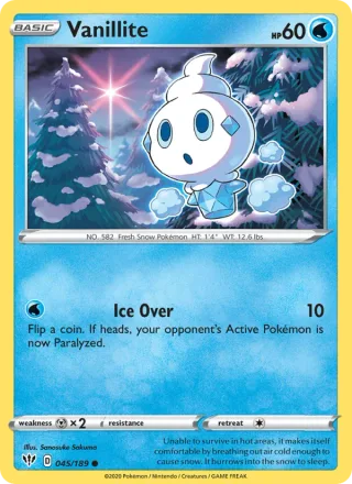 Vanillite #45 · Darkness Ablaze Pokémon card