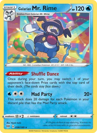 Galarian Mr. Rime #36 · Darkness Ablaze Pokémon card