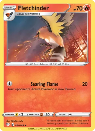 Fletchinder #31 · Darkness Ablaze Pokémon card