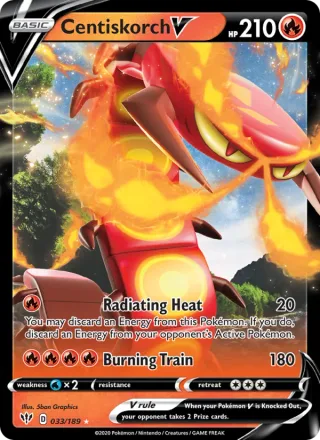 Centiskorch V #33 · Darkness Ablaze Pokémon card