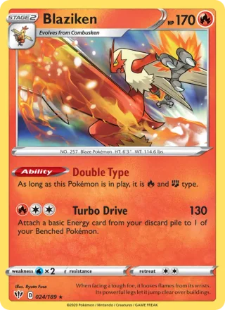 Blaziken #24 · Darkness Ablaze Pokémon card