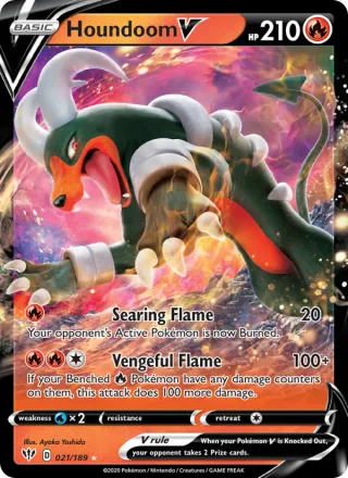 Houndoom V #21 · Darkness Ablaze Pokémon card