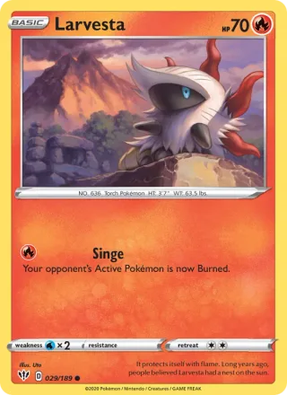 Larvesta #29 · Darkness Ablaze Pokémon card