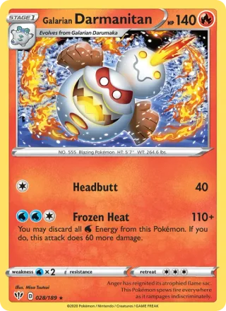 Galarian Darmanitan #28 · Darkness Ablaze Pokémon card