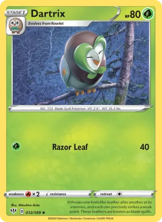 Dartrix #12 · Darkness Ablaze Pokémon card