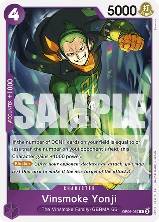 Vinsmoke Yonji (Jolly Roger Foil) #OP06-067-jolly-roger-foil · Premium Booster -The Best- One Piece card