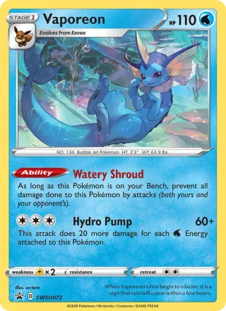 Vaporeon #SWSH072 · SWSH Black Star Promos Pokémon card
