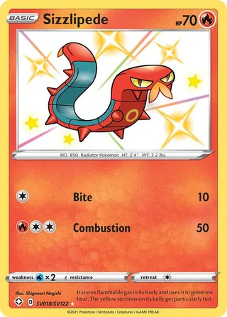 Sizzlipede #SV018 · Shining Fates Shiny Vault Pokémon card