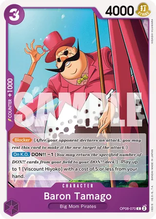Baron Tamago #OP08-070 · Two Legends Pre-Release Cards One Piece card