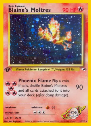 Blaine's Moltres #1 · Gym Heroes Pokémon card