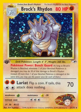 Brock's Rhydon #2 · Gym Heroes Pokémon card