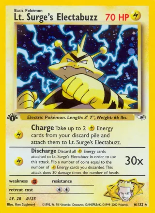Lt. Surge's Electabuzz #6 · Gym Heroes Pokémon card