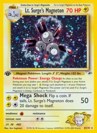Lt. Surge's Magneton #8 · Gym Heroes Pokémon card