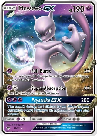 Mewtwo GX #39 · Shining Legends Pokémon card
