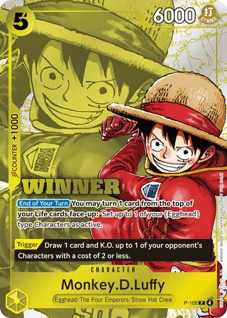 Monkey.D.Luffy (Winner Pack 2026 Vol. 2) #P-106-winner-pack-2026-vol-2 · One Piece Promotion Cards One Piece card