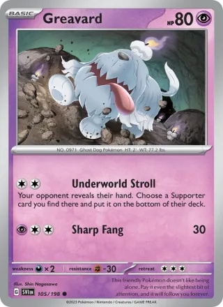 Greavard #105 · Scarlet & Violet Pokémon card