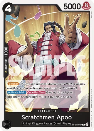Scratchmen Apoo #OP08-087 · Two Legends Pre-Release Cards One Piece card