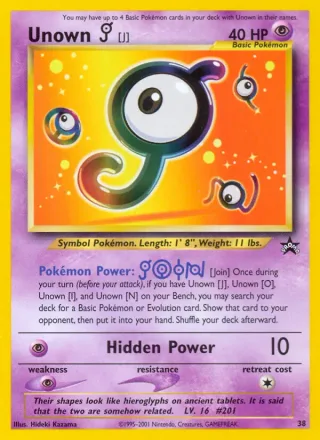 Unown [J] #38 · Wizards Black Star Promos Pokémon card