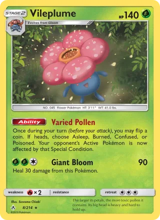 Vileplume #8 · Unbroken Bonds Pokémon card