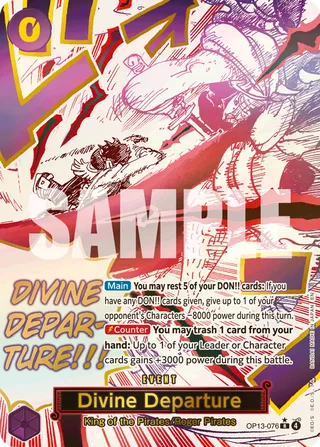 Divine Departure (Alternate Art) #OP13-076-alternate-art · Carrying On His Will One Piece card