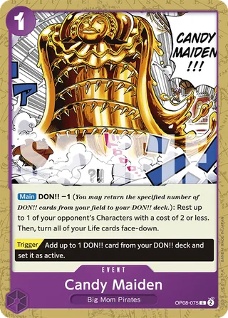 Candy Maiden #OP08-075 · Two Legends Pre-Release Cards One Piece card