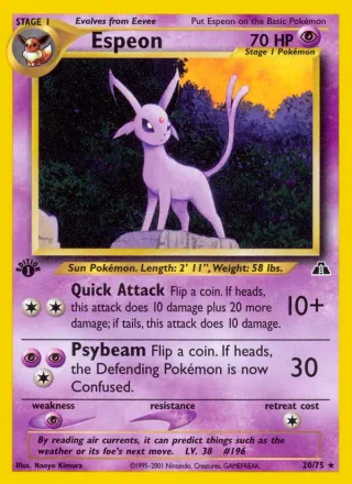 Espeon #20 · Neo Discovery Pokémon card