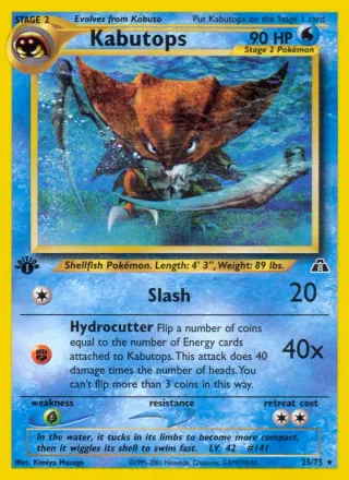Kabutops #25 · Neo Discovery Pokémon card
