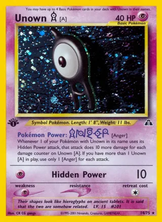 Unown [A] #14 · Neo Discovery Pokémon card