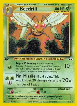 Beedrill #18 · Neo Discovery Pokémon card