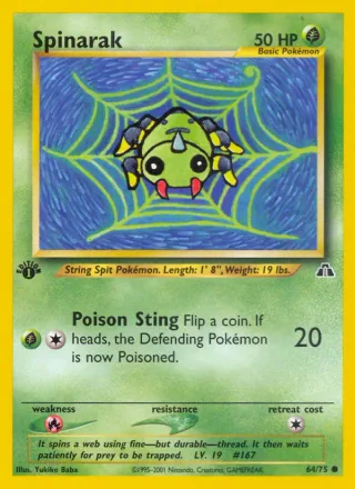 Spinarak #64 · Neo Discovery Pokémon card