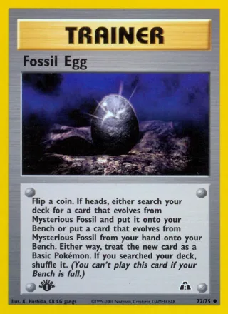 Fossil Egg #72 · Neo Discovery Pokémon card